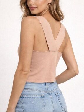 House Of Harlow 1960 Tan Square Neck Crop Tank Size S